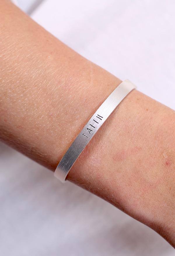 Faith cuff bracelet, One word bracelet, Sterling silver inspirational cuff offers bracelet, Hand stamped bracelet, Unisex jewelry