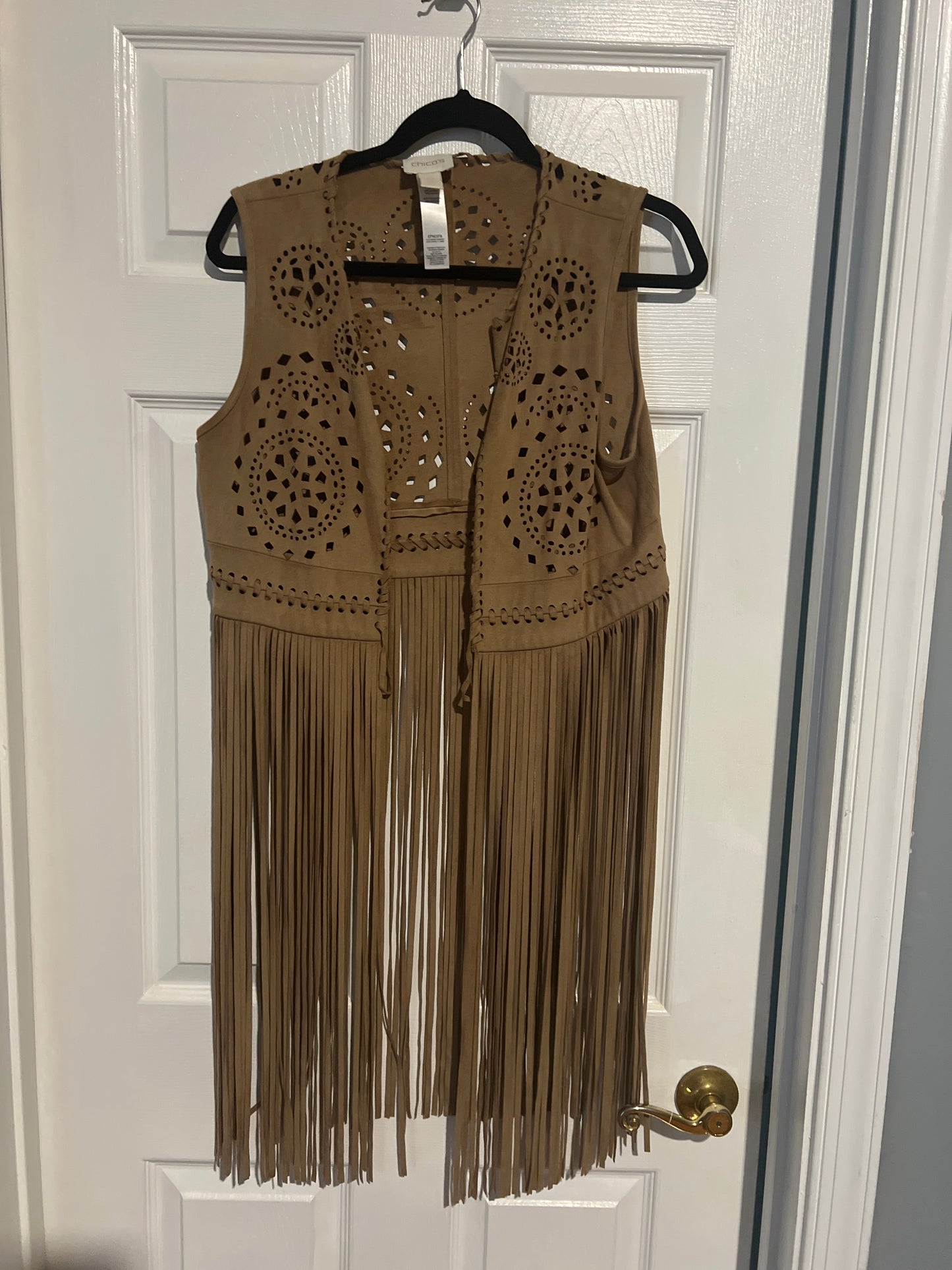 Faux suede fringe vest