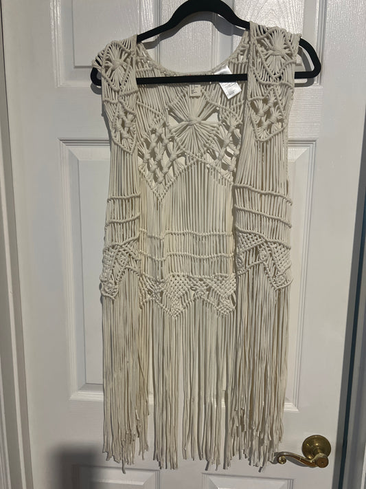 Off white fringe vest