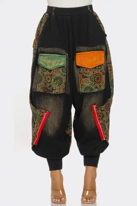 Harem Patchwork Cargo Pants