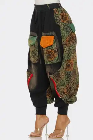 Harem Patchwork Cargo Pants