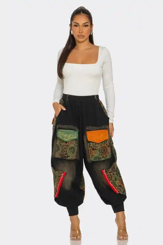 Harem Patchwork Cargo Pants