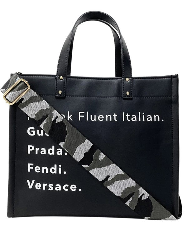 Speak Up Black Leather Tote Bag