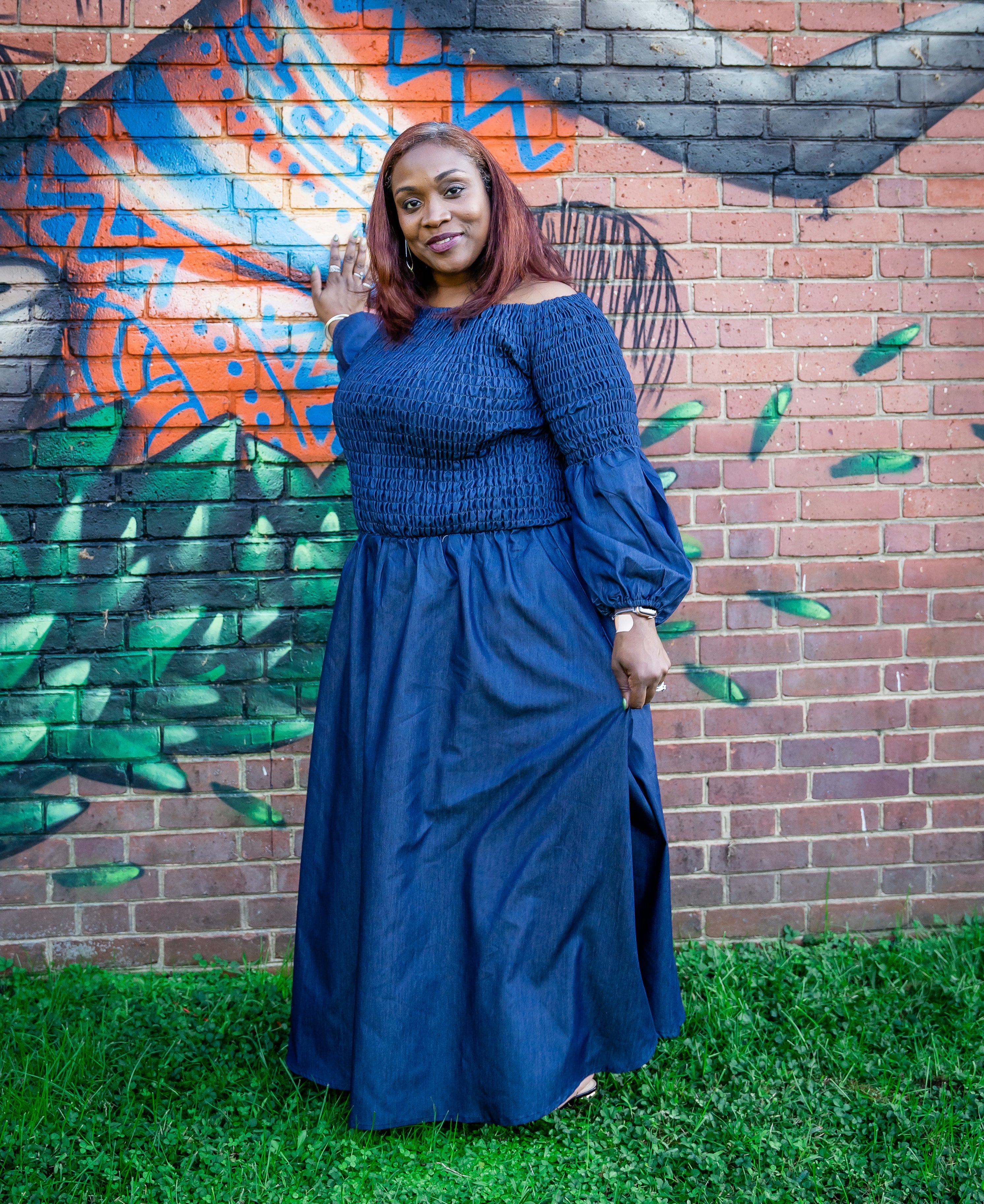 Denim maxi dress with pockets best sale